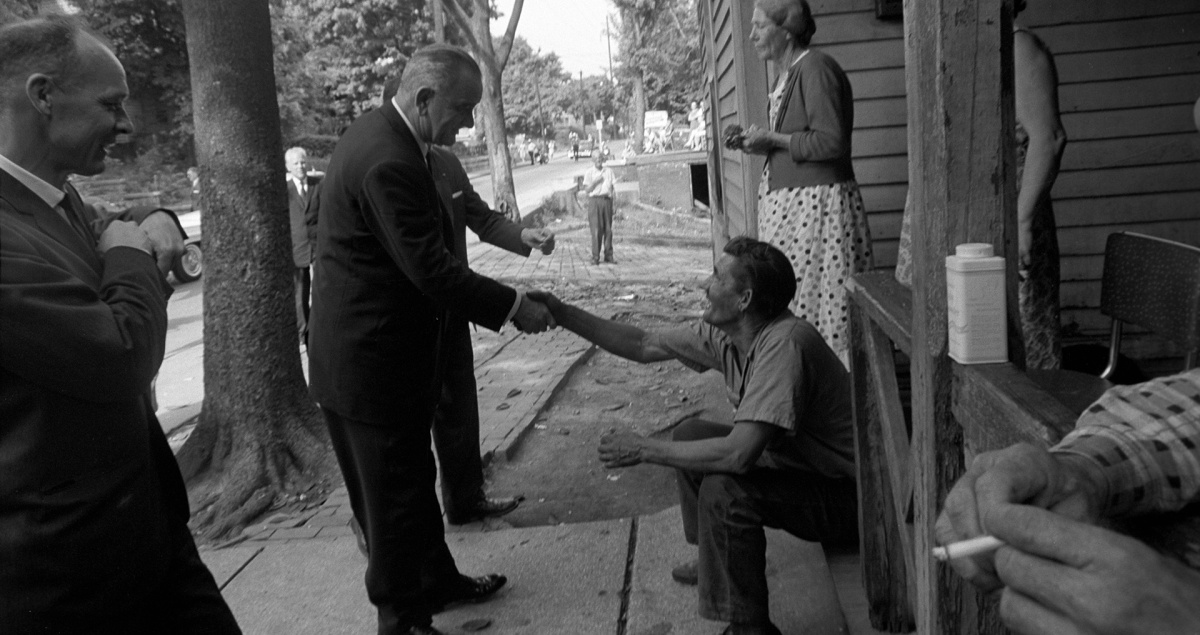 President Lyndon B. Johnson on his “poverty tour” in Appalachia in 1964