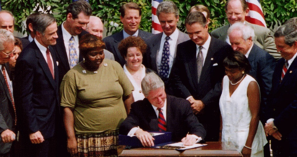 President Bill Clinton signing the 1996 Personal Responsibility and Work Opportunity Act
