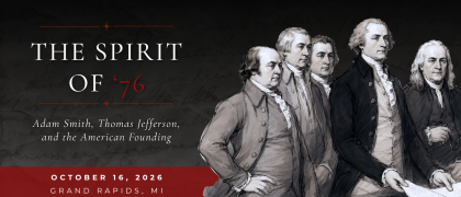 Event graphic with "The Spirit of 1776" and imagery of Founding Fathers